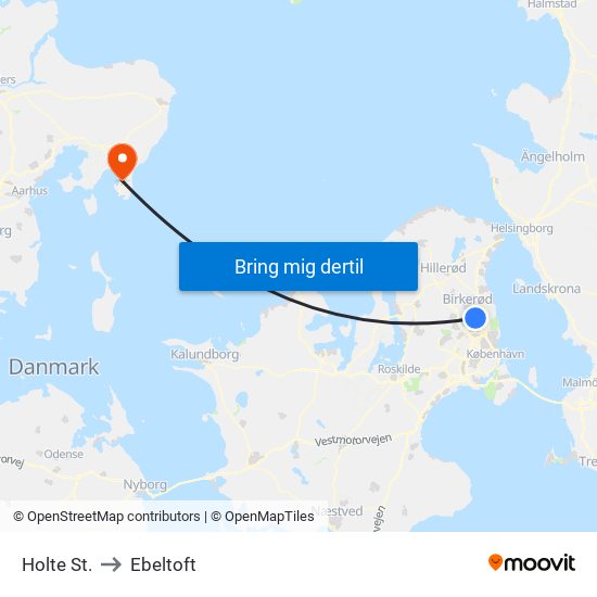 Holte St. to Ebeltoft map