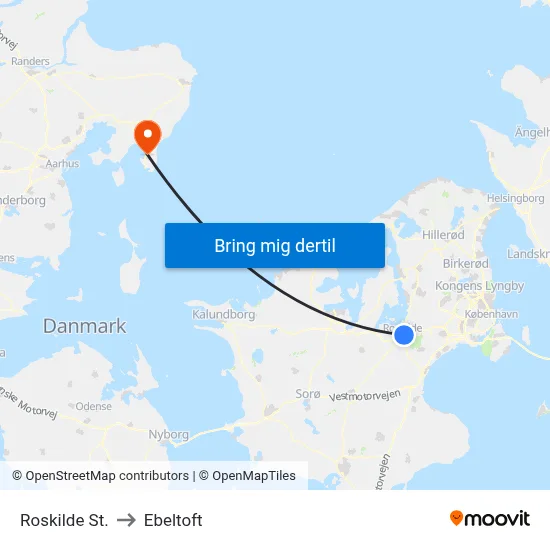 Roskilde St. to Ebeltoft map