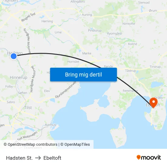 Hadsten St. to Ebeltoft map