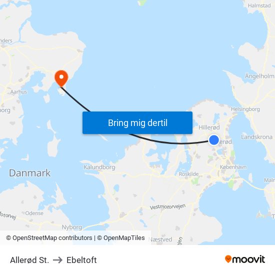 Allerød St. to Ebeltoft map