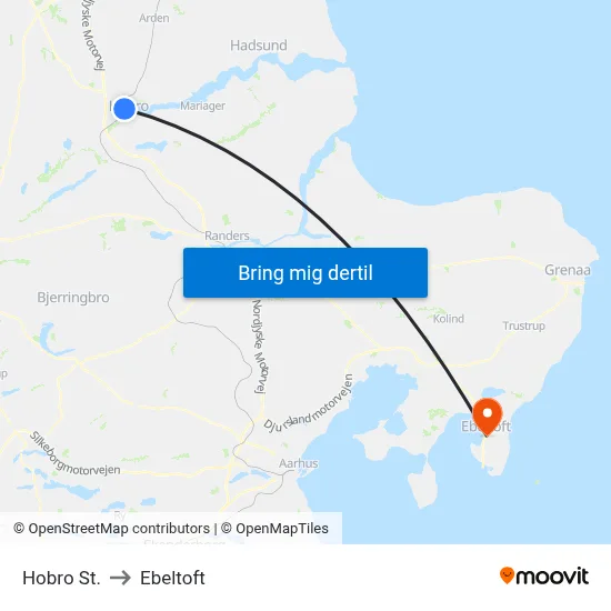 Hobro St. to Ebeltoft map