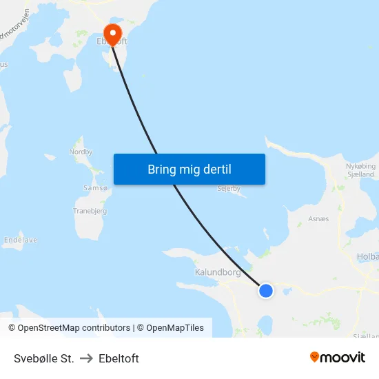Svebølle St. to Ebeltoft map