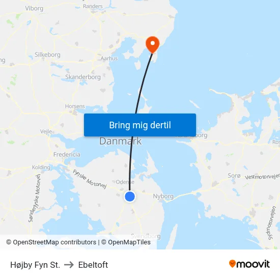 Højby Fyn St. to Ebeltoft map