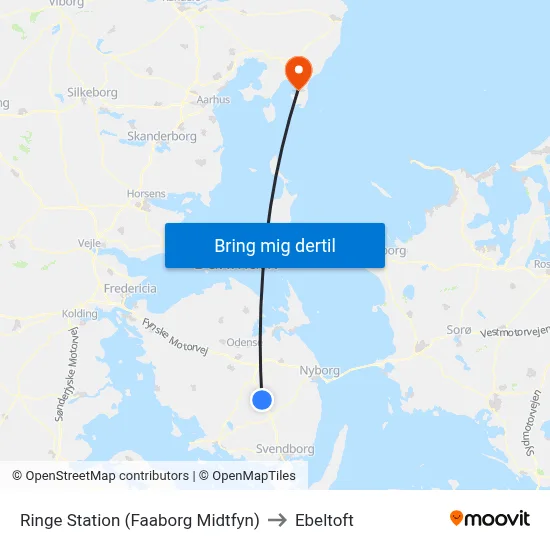 Ringe Station (Faaborg Midtfyn) to Ebeltoft map