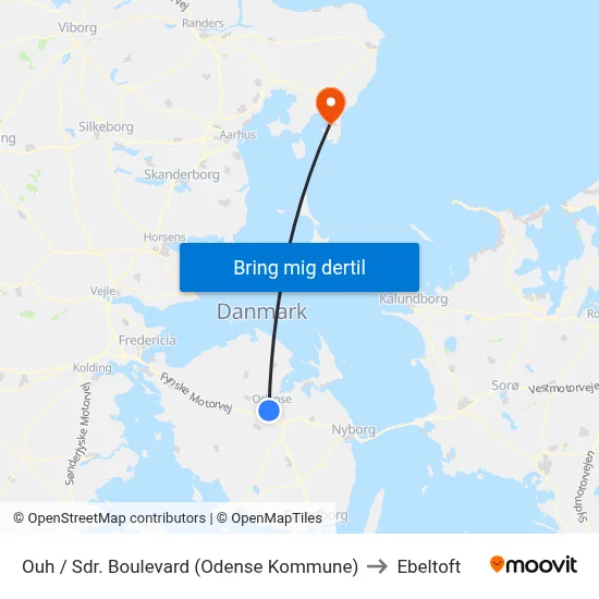 Ouh / Sdr. Boulevard (Odense Kommune) to Ebeltoft map