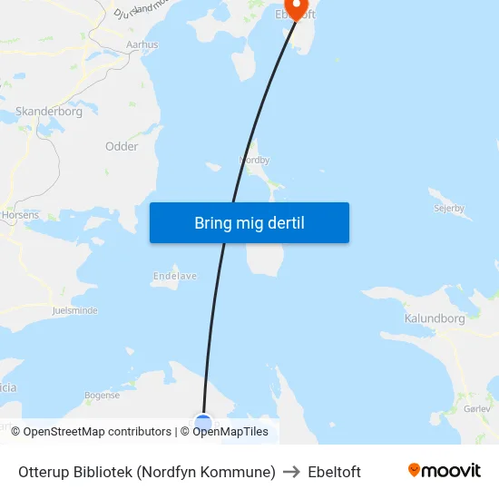 Otterup Bibliotek (Nordfyn Kommune) to Ebeltoft map