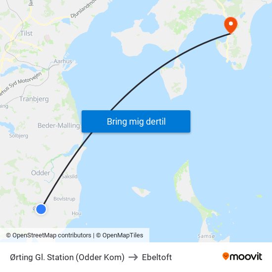 Ørting Gl. Station (Odder Kom) to Ebeltoft map
