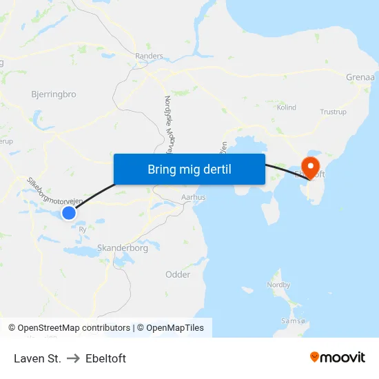 Laven St. to Ebeltoft map