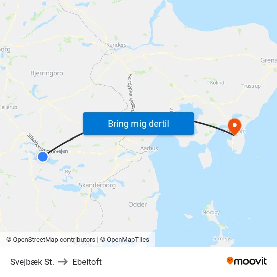 Svejbæk St. to Ebeltoft map