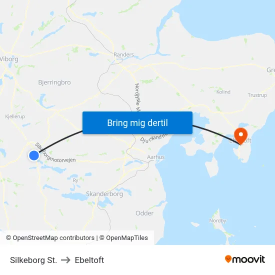 Silkeborg St. to Ebeltoft map