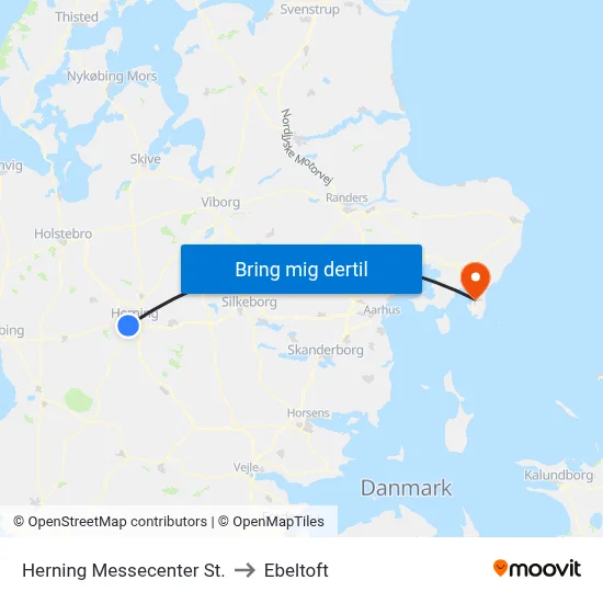 Herning Messecenter St. to Ebeltoft map