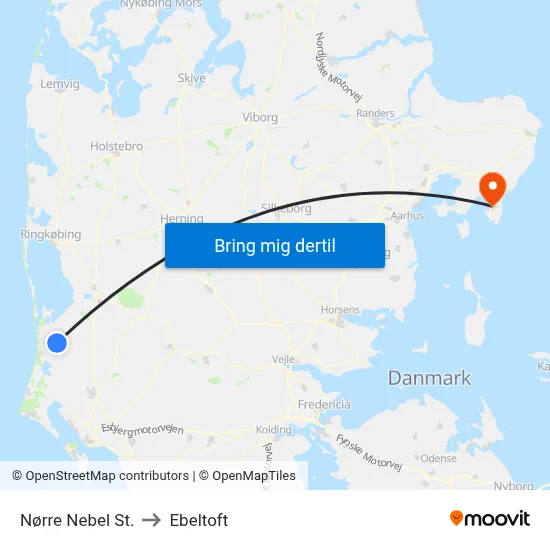 Nørre Nebel St. to Ebeltoft map