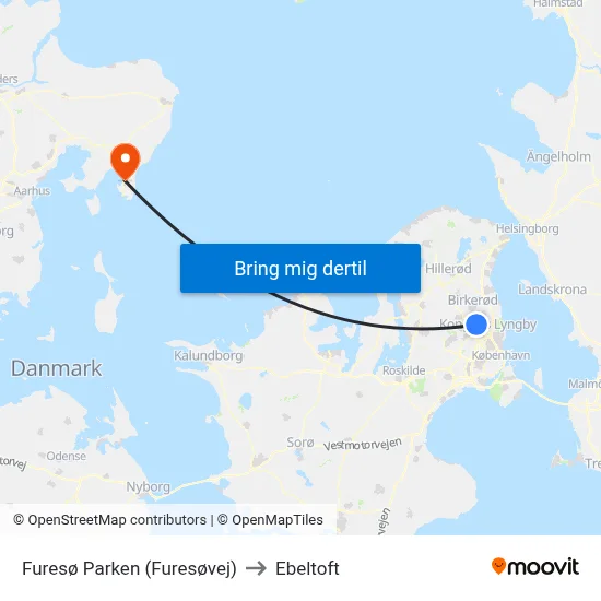 Furesø Parken (Furesøvej) to Ebeltoft map