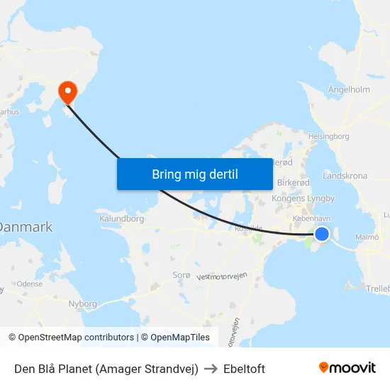 Den Blå Planet (Amager Strandvej) to Ebeltoft map