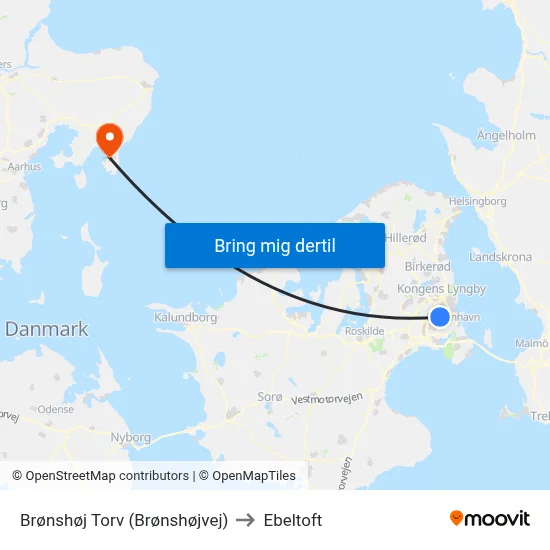 Brønshøj Torv (Brønshøjvej) to Ebeltoft map