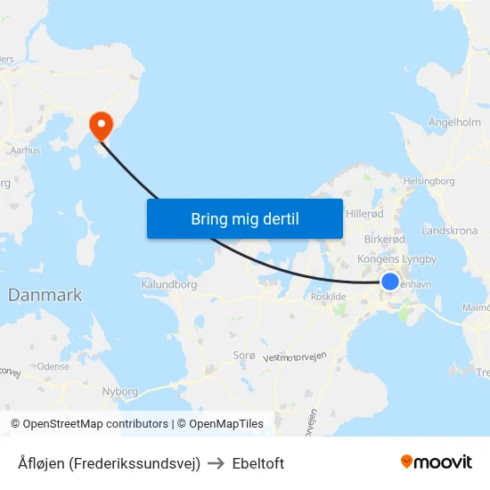 Åfløjen (Frederikssundsvej) to Ebeltoft map