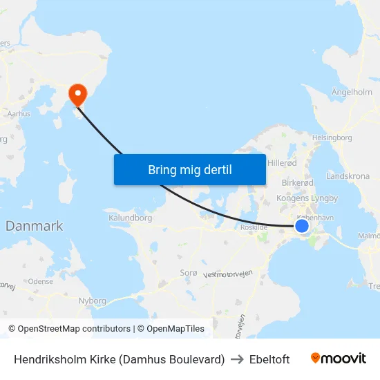 Hendriksholm Kirke (Damhus Boulevard) to Ebeltoft map