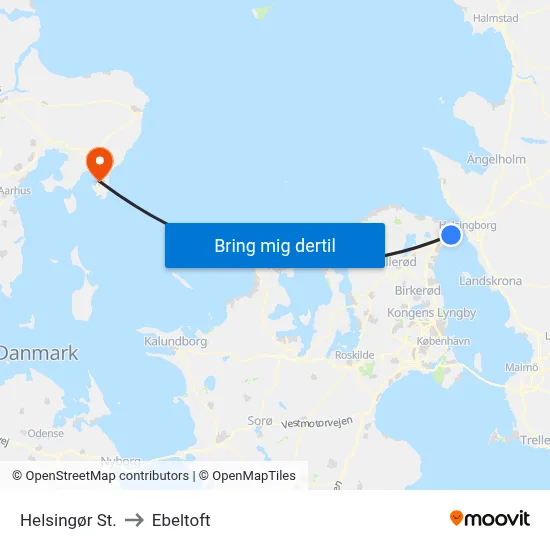 Helsingør St. to Ebeltoft map