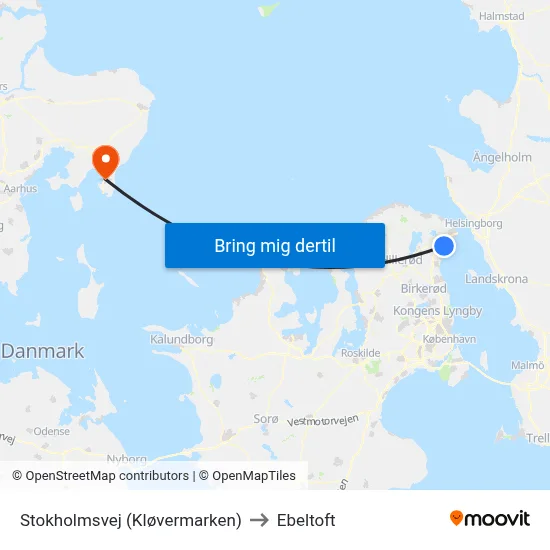 Stokholmsvej (Kløvermarken) to Ebeltoft map