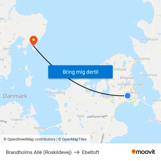 Brandholms Allé (Roskildevej) to Ebeltoft map
