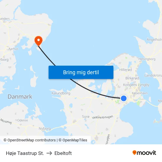 Høje Taastrup St. to Ebeltoft map