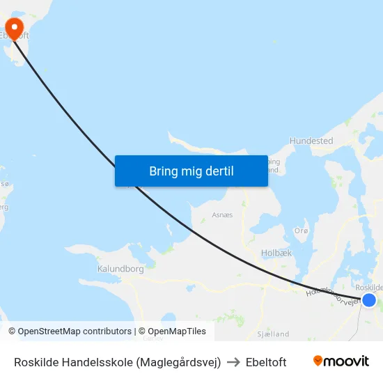 Roskilde Handelsskole (Maglegårdsvej) to Ebeltoft map