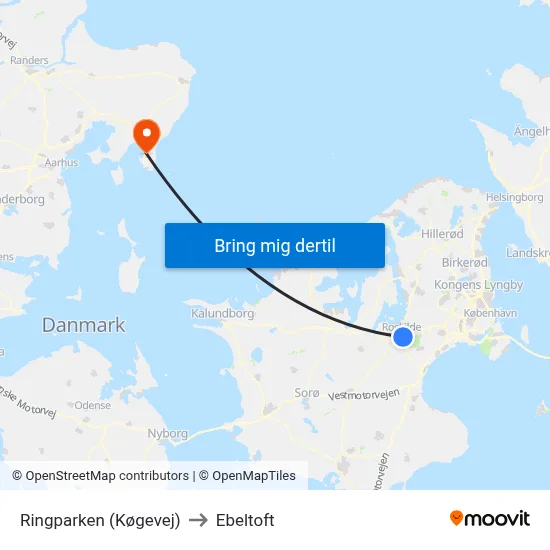 Ringparken (Køgevej) to Ebeltoft map