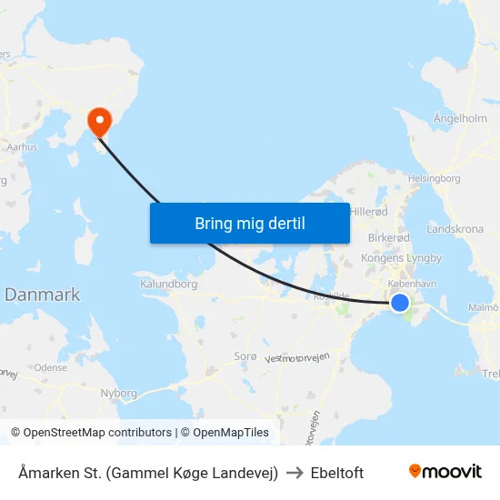 Åmarken St. (Gammel Køge Landevej) to Ebeltoft map