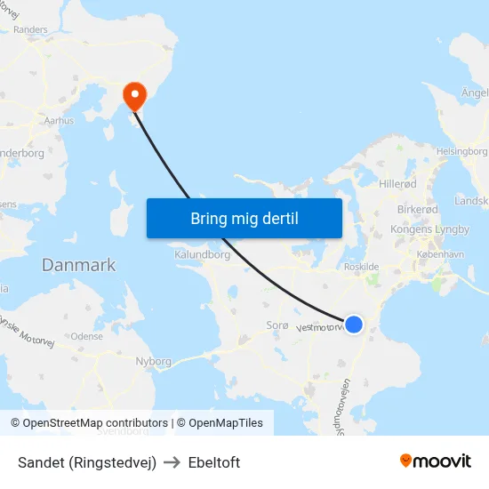 Sandet (Ringstedvej) to Ebeltoft map