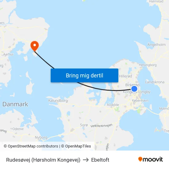 Rudesøvej (Hørsholm Kongevej) to Ebeltoft map