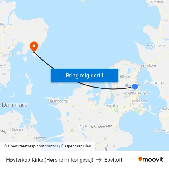 Høsterkøb Kirke (Hørsholm Kongevej) to Ebeltoft map
