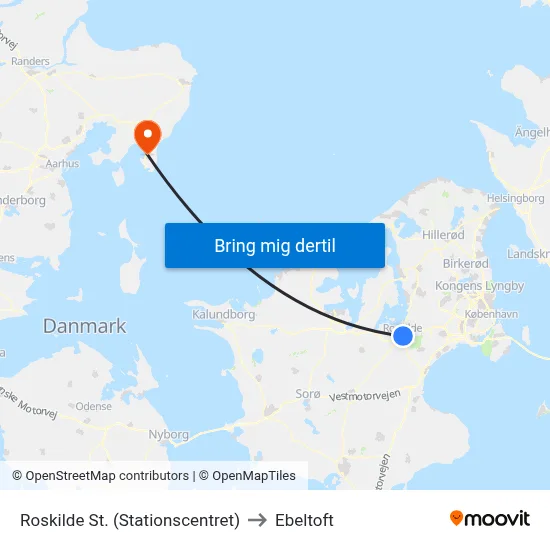 Roskilde St. (Stationscentret) to Ebeltoft map