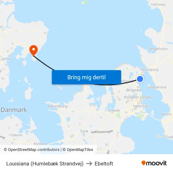 Louisiana (Humlebæk Strandvej) to Ebeltoft map