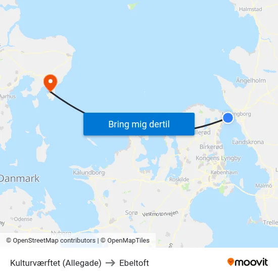 Kulturværftet (Allegade) to Ebeltoft map