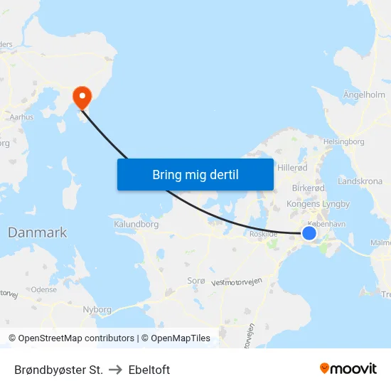 Brøndbyøster St. to Ebeltoft map