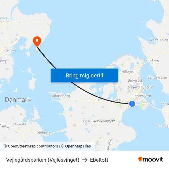 Vejlegårdsparken (Vejlesvinget) to Ebeltoft map