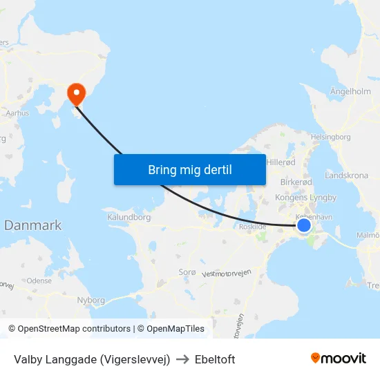 Valby Langgade (Vigerslevvej) to Ebeltoft map