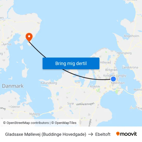 Gladsaxe Møllevej (Buddinge Hovedgade) to Ebeltoft map