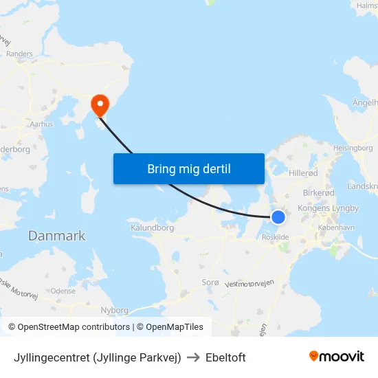 Jyllingecentret (Jyllinge Parkvej) to Ebeltoft map