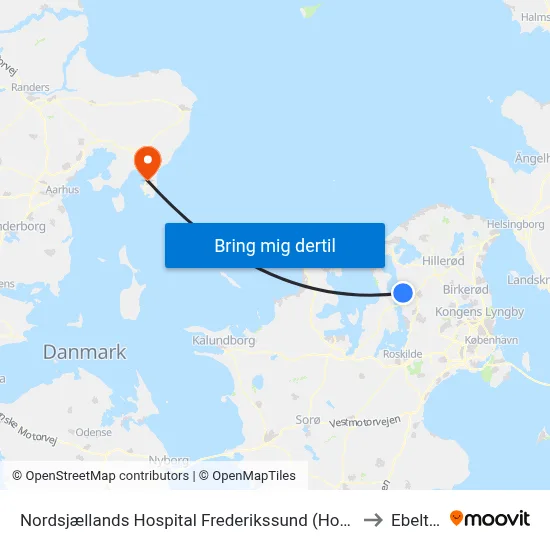 Nordsjællands Hospital Frederikssund (Hospitalvej) to Ebeltoft map