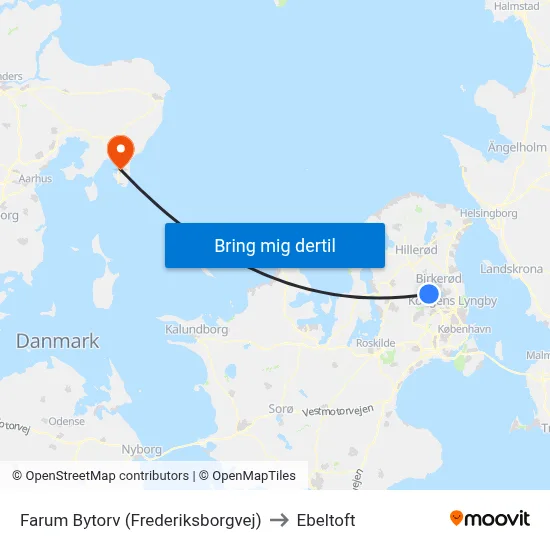 Farum Bytorv (Frederiksborgvej) to Ebeltoft map