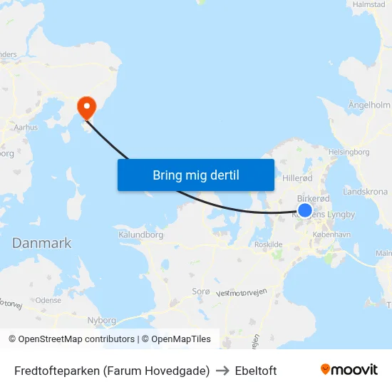 Fredtofteparken (Farum Hovedgade) to Ebeltoft map
