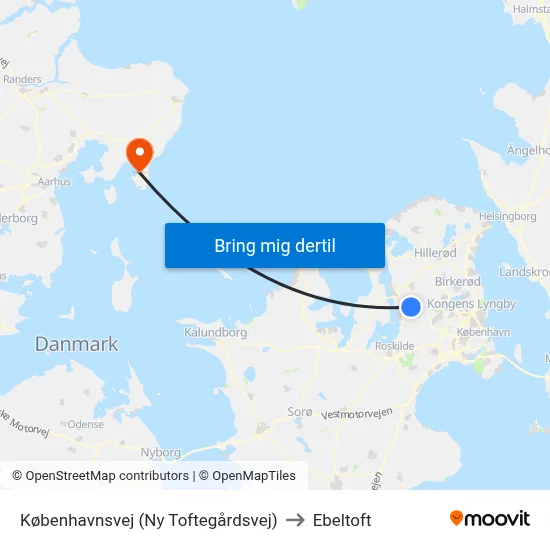 Københavnsvej (Ny Toftegårdsvej) to Ebeltoft map