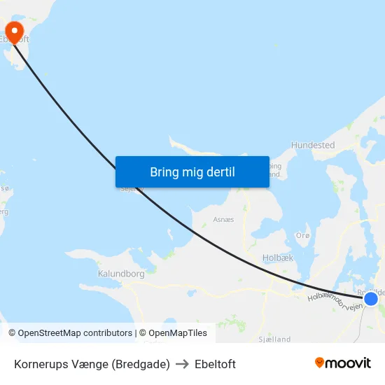 Kornerups Vænge (Bredgade) to Ebeltoft map