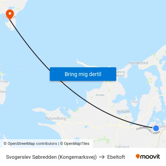 Svogerslev Søbredden (Kongemarksvej) to Ebeltoft map