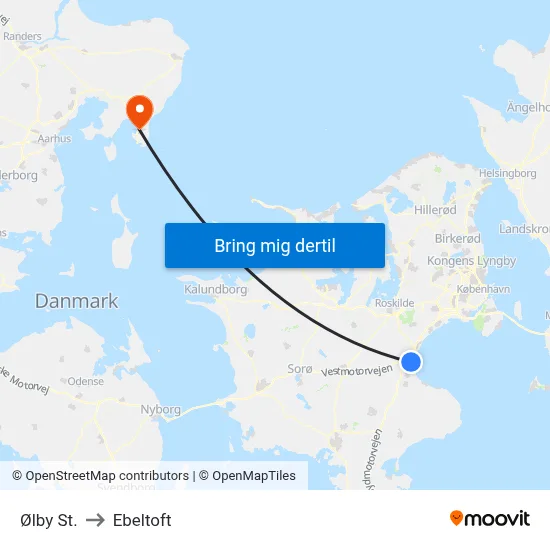 Ølby St. to Ebeltoft map