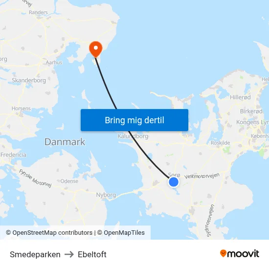Smedeparken to Ebeltoft map