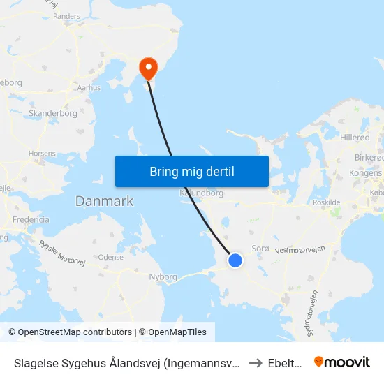 Slagelse Sygehus Ålandsvej (Ingemannsvej) to Ebeltoft map