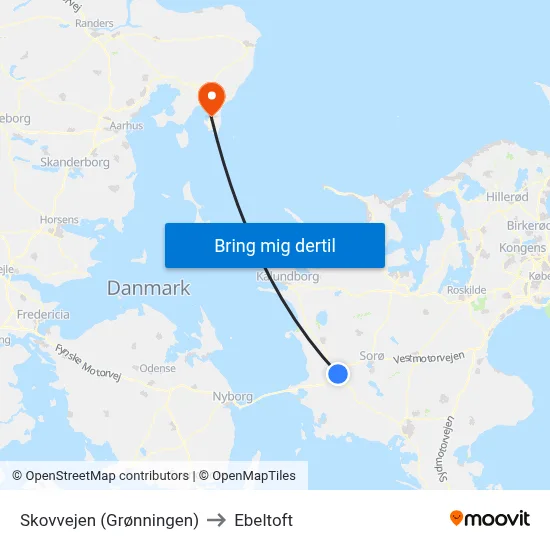 Skovvejen (Grønningen) to Ebeltoft map