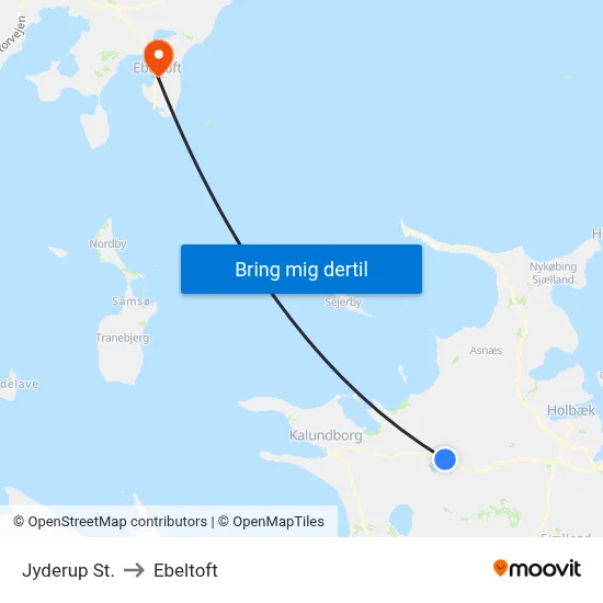 Jyderup St. to Ebeltoft map